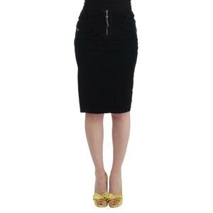 Cavalli Black Corduroy Pencil Women's Skirt